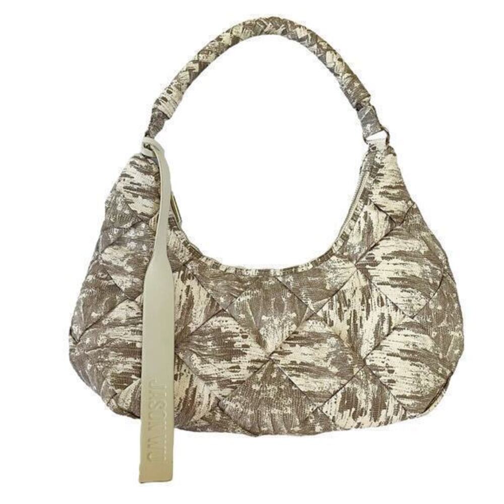 NWOT Jason Wu Dylan Woven Ivory Lizard Print Shoulder Bag Purse Handbag